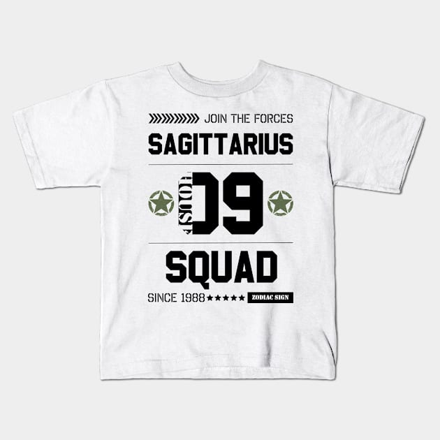 Zodiac Majesty Sagittarius Squad Black Kids T-Shirt by ZodiacMajesty